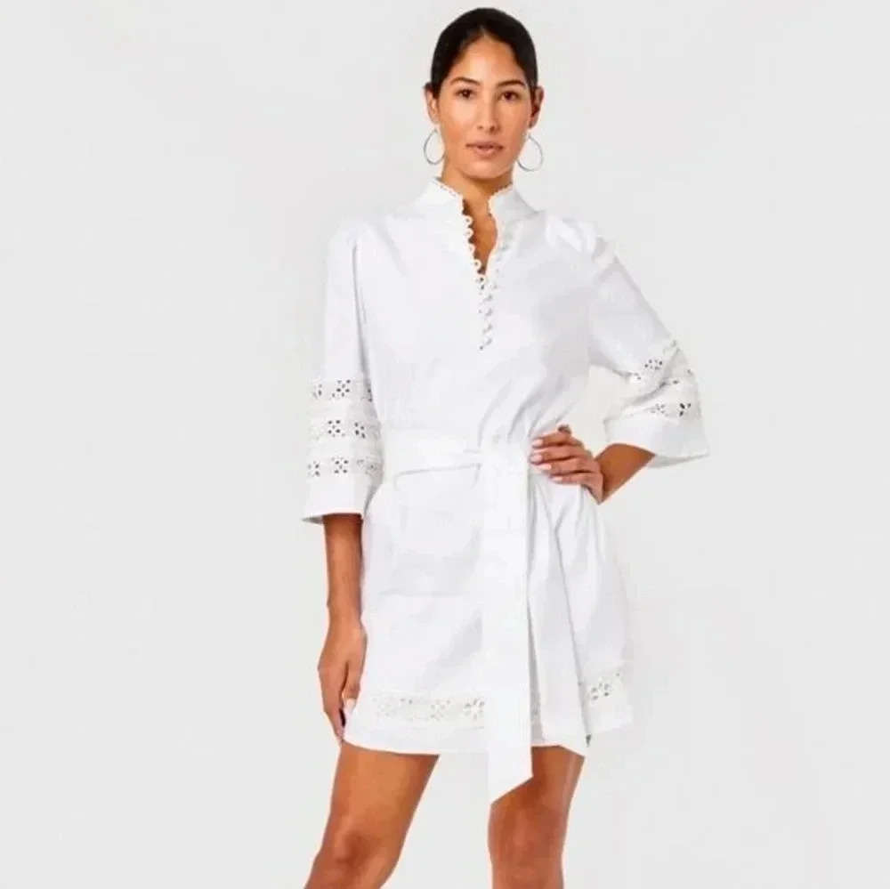 Elegant CARTOLINA White Eyelet Dress